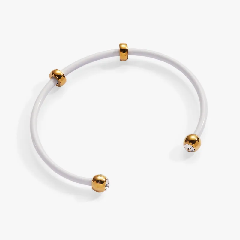 Bezel Stone Enamel Cuff, White sold by Zulily