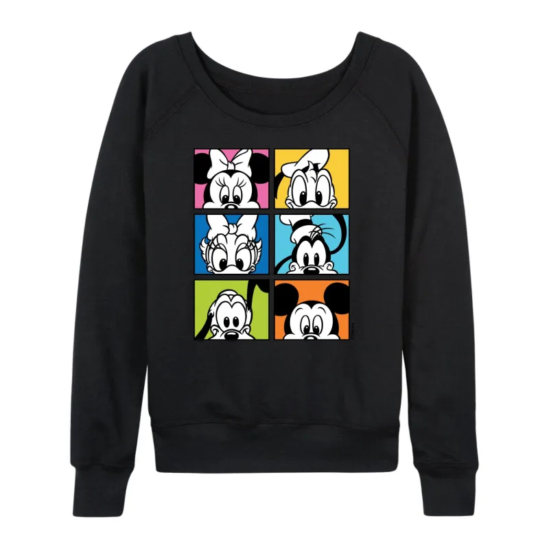 Mickey & Friends - Mickey Friends Grid - Women's Lightweight French Terry Long Sleeve Shirt made by Disney