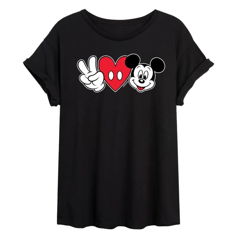 Mickey & Friends - Peace Love Mickey - Women's Oversized T-Shirt sold by Zulily