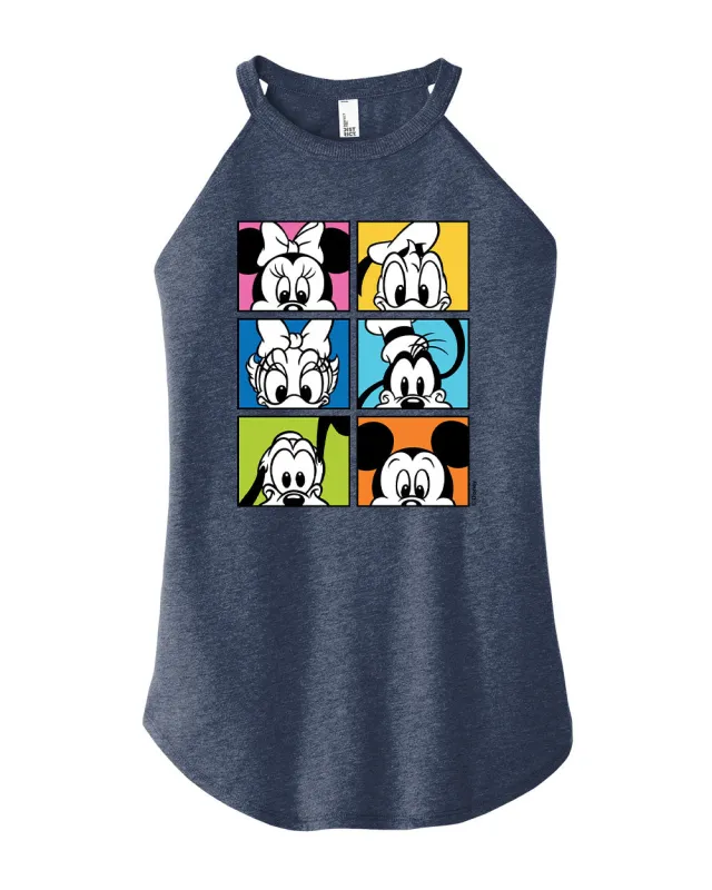 Mickey & Friends - Mickey Friends Grid - Juniors High Neck Tank Top sold by Zulily