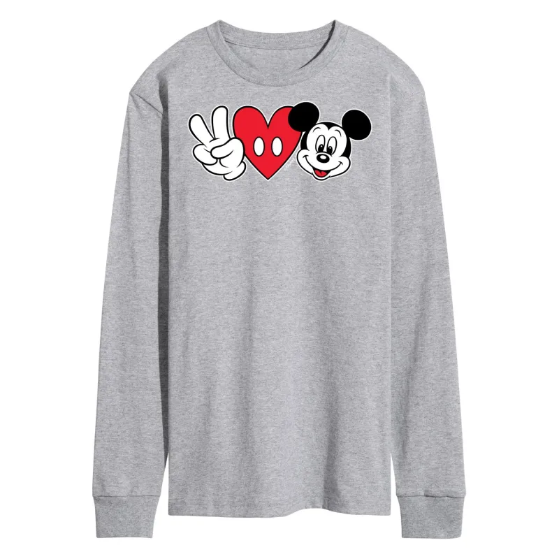 Mickey & Friends - Peace Love Mickey - Men's Long Sleeve T-Shirt made by Disney