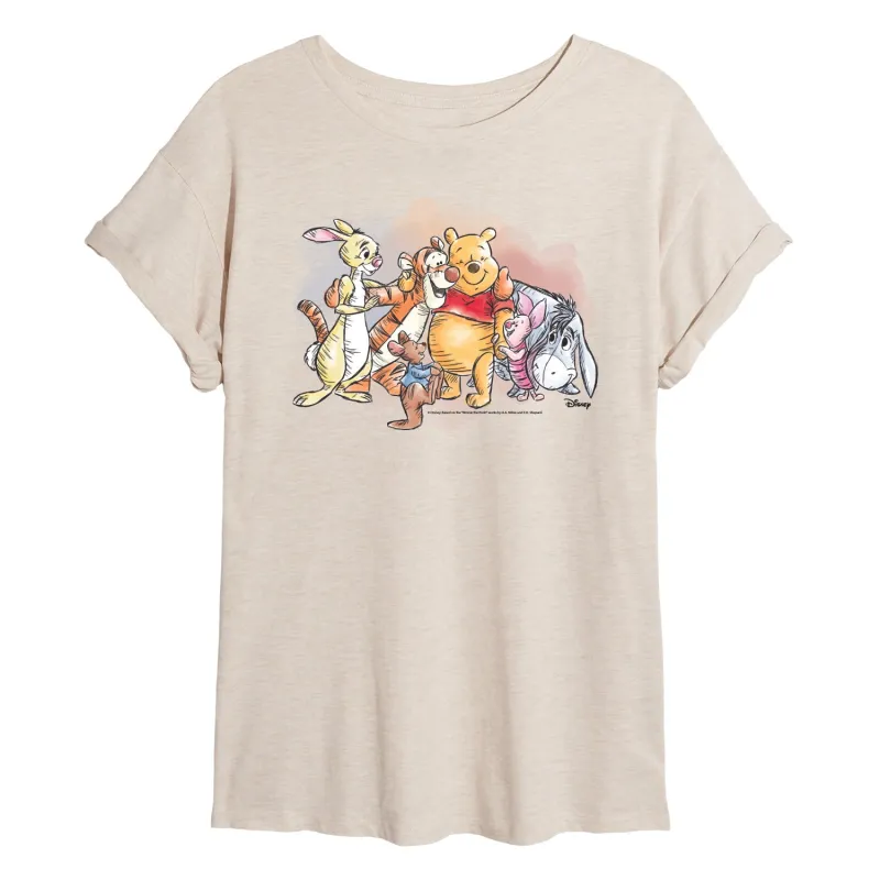 Disney - Pooh And Group Watercolor - Women's Oversized T-Shirt sold by Zulily
