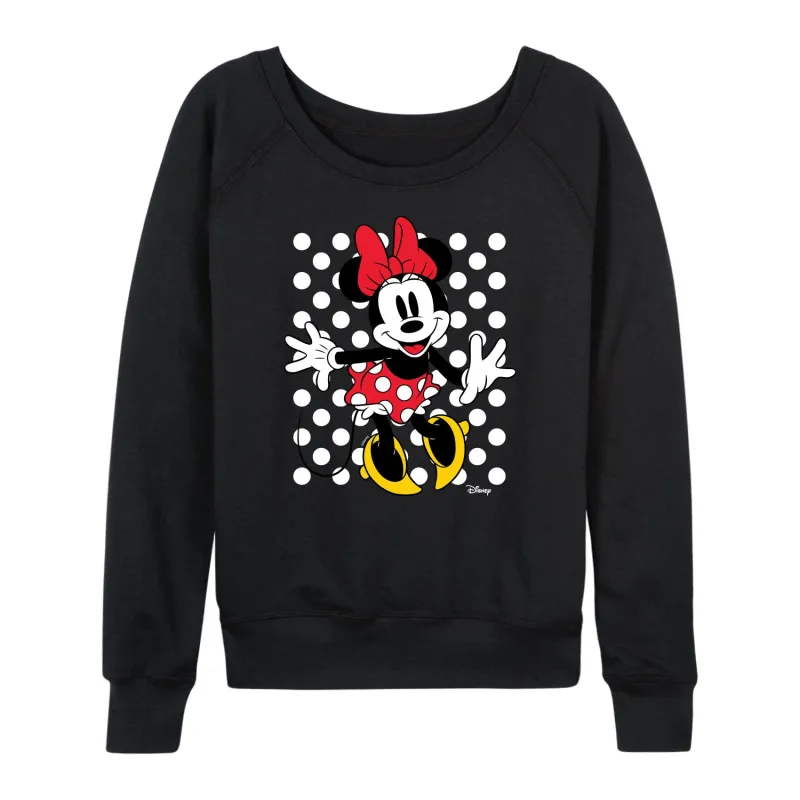 Disney - Minnie With Dots - Women's Lightweight French Terry Long Sleeve Shirt made by Disney