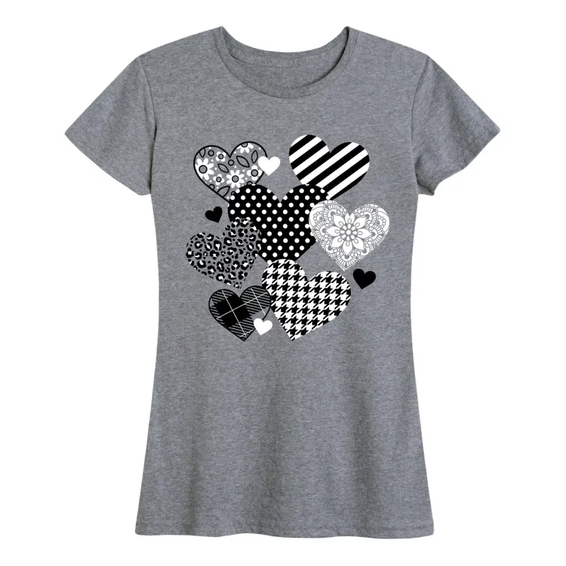 Instant Message - Patterned Hearts - Women's Short Sleeve Graphic T-Shirt sold by Zulily