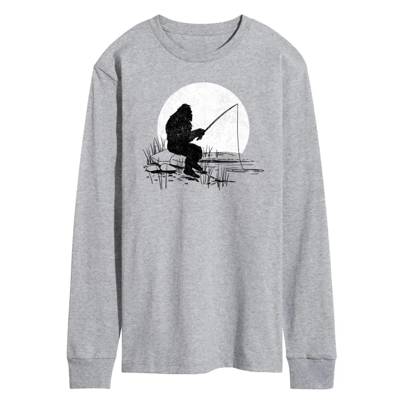 Instant Message - Sasquatch Fishing - Men's Long Sleeve Graphic T-Shirt sold by Zulily