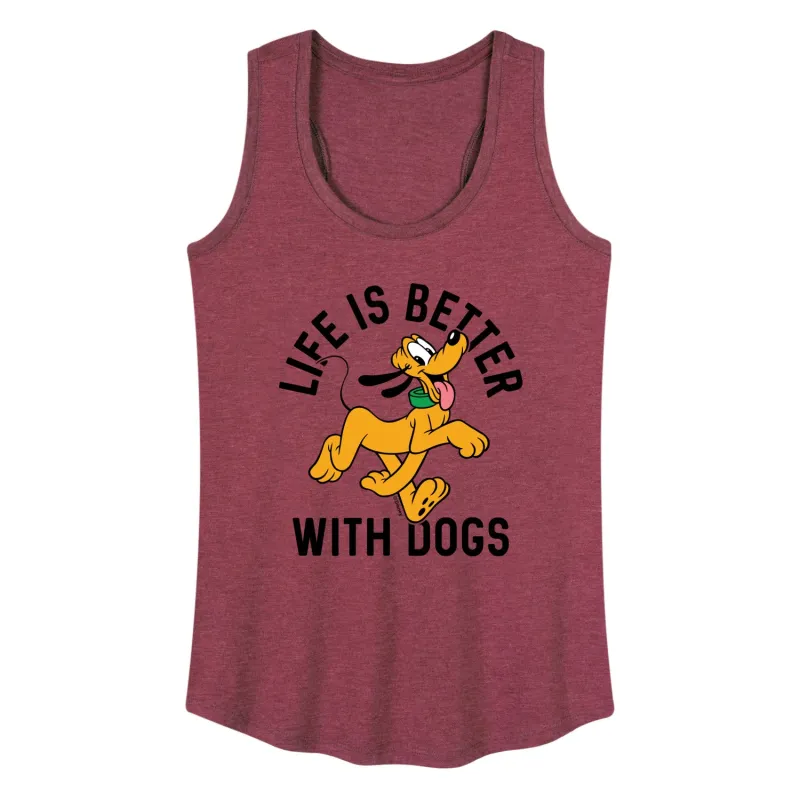 Mickey & Friends - Pluto Life Is Better With Dogs - Women's Racerback Tank Top sold by Zulily