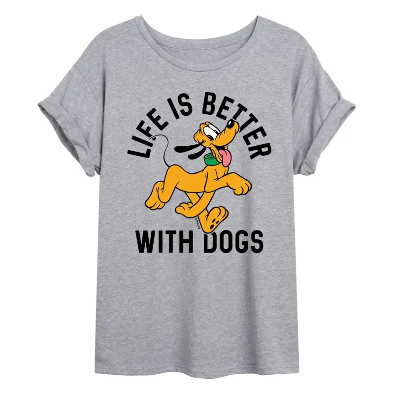 Mickey & Friends - Pluto Life Is Better With Dogs - Women's Oversized T-Shirt made by Disney
