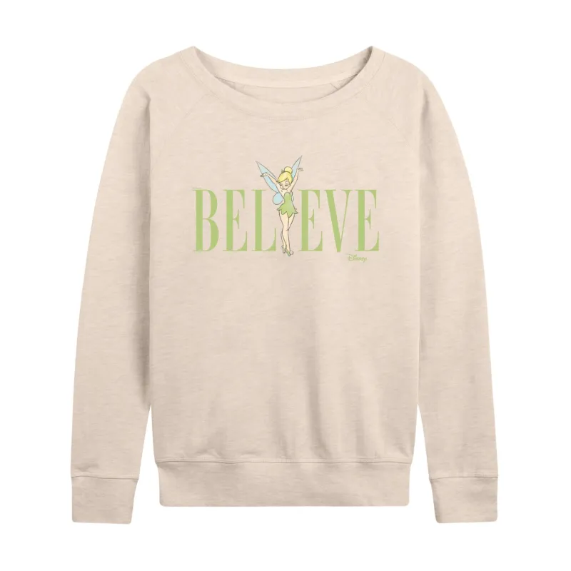 Tinker Bell - Believe  - Ladies French Terry Long Sleeve Shirt made by Zulily