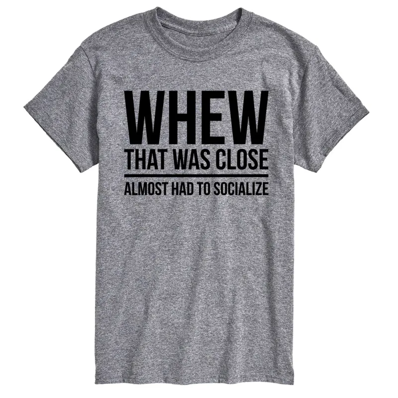 Instant Message - Almost Had to Socialize - Men's Short Sleeve Graphic T-Shirt sold by Zulily