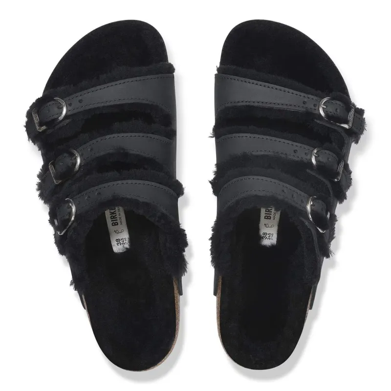 Birkenstock Unisex Florida Fresh Shearling Natural Leather Black made by Birkenstock