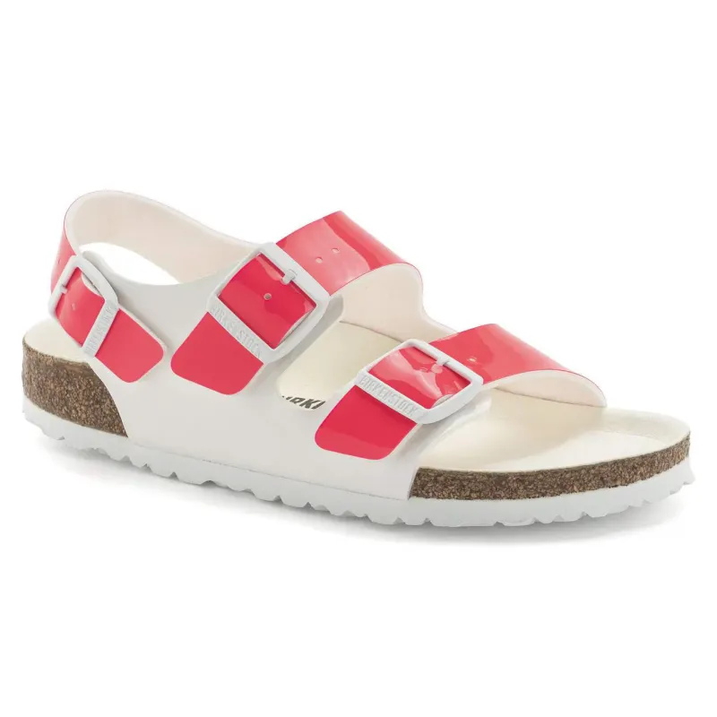 Birkenstock Unisex Milano Birko Flor Patent Neon Pink White sold by Zulily