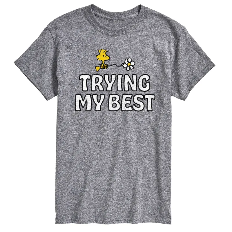 Peanuts - Trying My Best - Men's Short Sleeve Graphic T-Shirt sold by Zulily