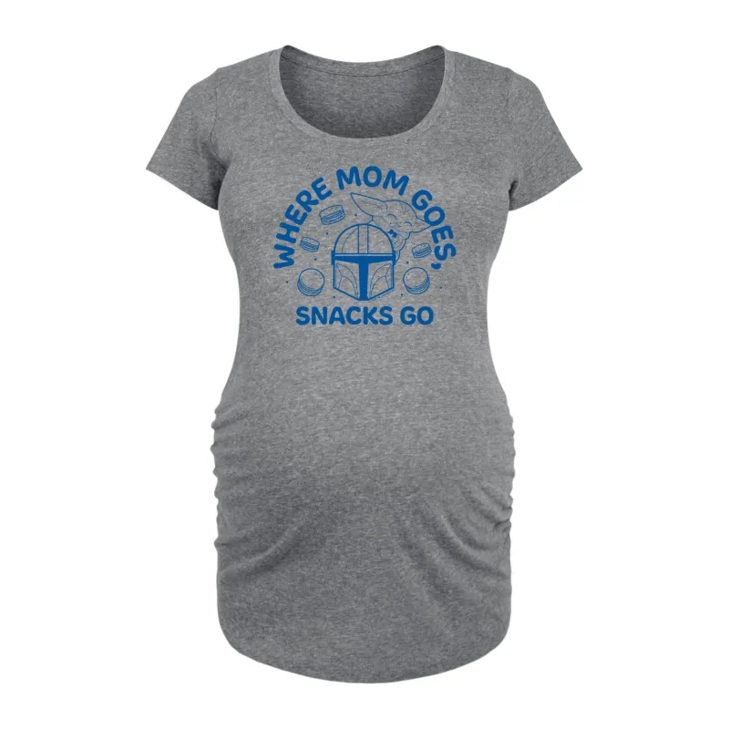 Star Wars - Where Mom Goes Snacks - Women's Maternity Scoop Neck Graphic T-Shirt made by Star Wars