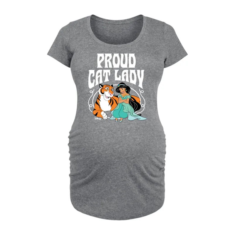 Disney - Proud Cat Lady Jasmine - Women's Maternity Scoop Neck Graphic T-Shirt made by Disney