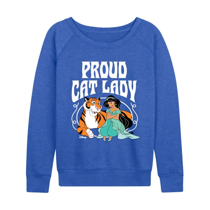 Disney - Proud Cat Lady Jasmine - Women's French Terry Long Sleeve Pullover made by Disney