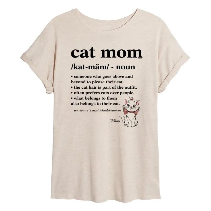 Disney - The Aristocats - Cat Mom Definition - Women's Oversized Graphic T-Shirt made by Disney