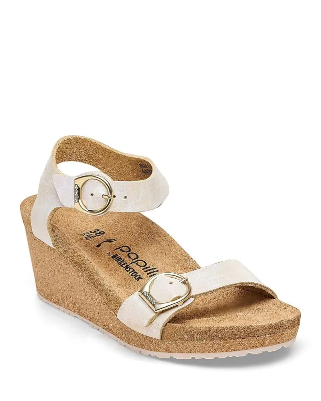 Birkenstock Unisex Soley Ring-Buckle Nubuk Leather Metallic Silver sold by Zulily