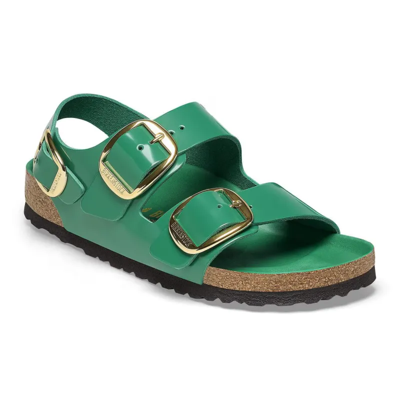 Birkenstock Unisex Milano Big Buckle Natural Leather Patent High Shine Digital Green sold by Zulily