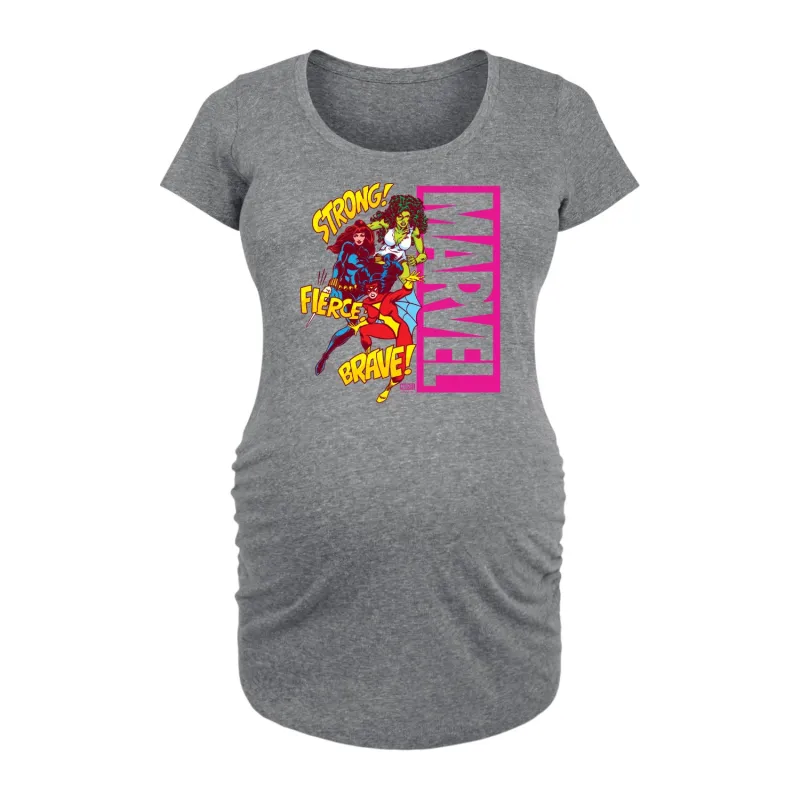 Marvel - Strong Fierce Brave - Women's Maternity Scoop Neck Graphic T-Shirt made by Marvel