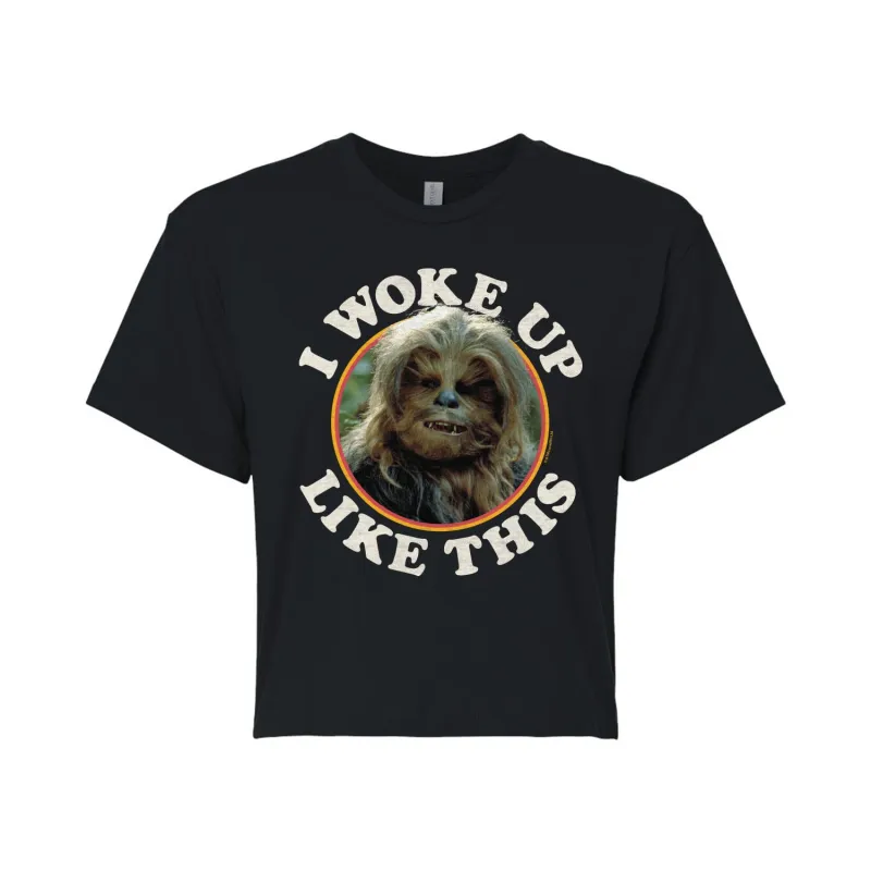 Star Wars - I Woke Up Like This Chewie - Juniors Cropped Tee sold by Zulily