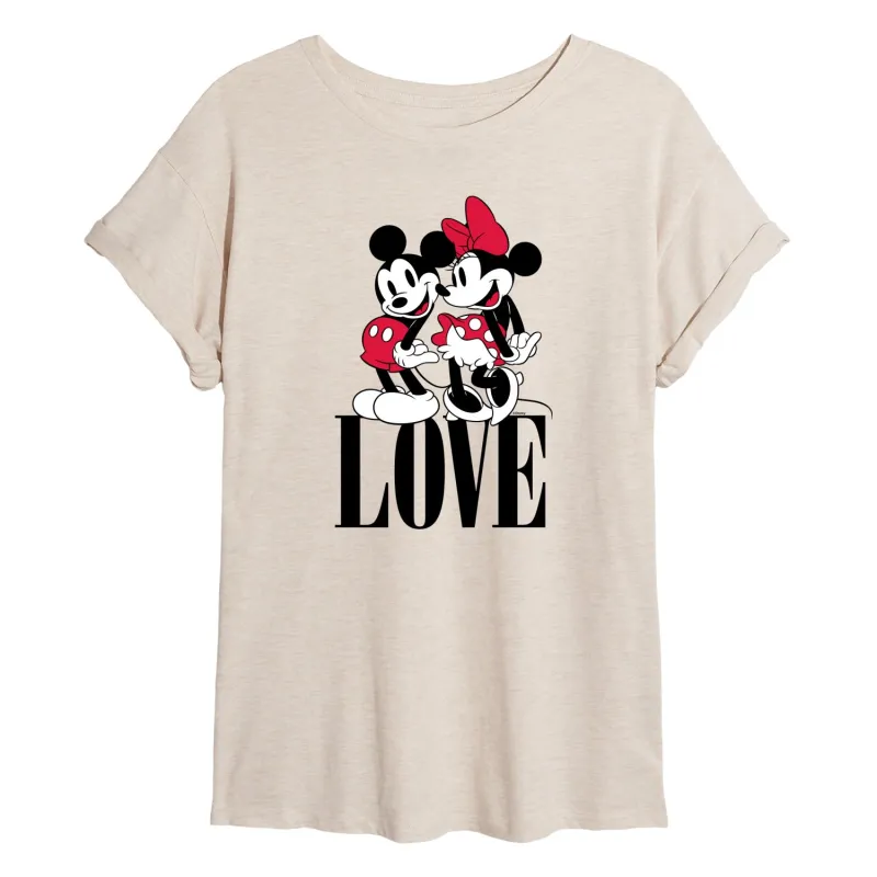 Disney - Mickey Minnie Love - Juniors Oversized Graphic T-Shirt sold by Zulily