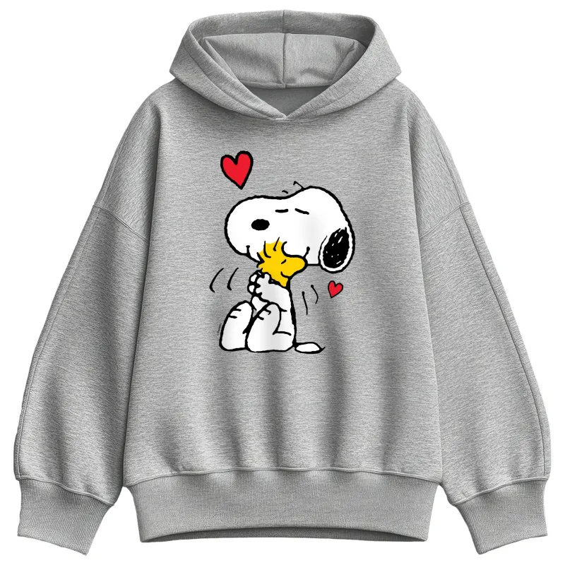 Peanuts - Snoopy Woodstock Heart - Women's Oversized Fleece Hoodie Sweatshirt sold by Zulily