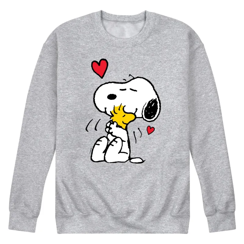 Peanuts - Snoopy Woodstock Heart - Men's Crew Fleece Sweatshirt sold by Zulily