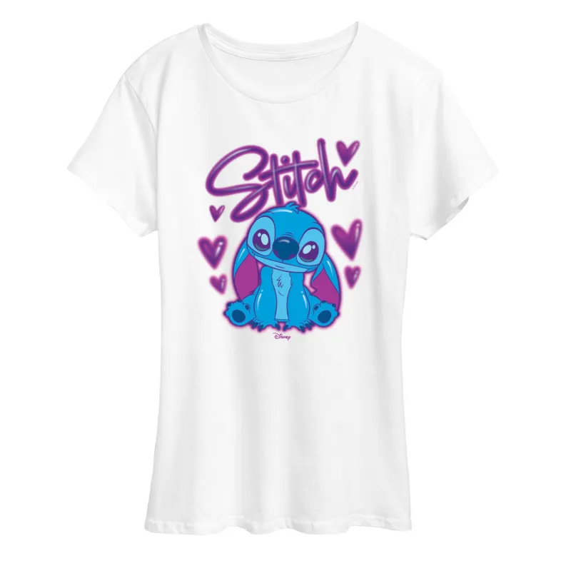 Lilo & Stitch - Stitch Graffiti Hearts- Women's Short Sleeve Graphic T-Shirt made by Zulily