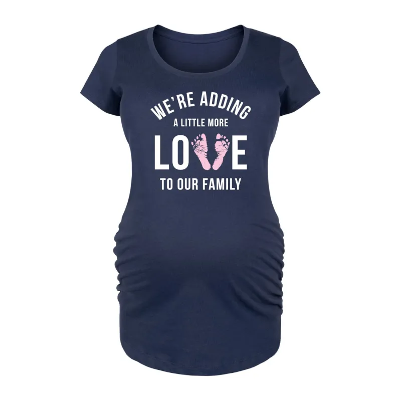 Instant Message - Adding a Little More Love - Women's Maternity Scoop Neck Graphic T-Shirt sold by Zulily