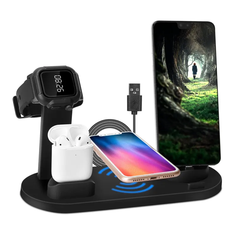 Fresh Fab Finds 4-in-1 Wireless Charger Dock: Fast Charging Station for iPhone, iWatch, AirPods - Fits iPhone 11/11Pro/XS/XR/MAX/X/8 Plus/8 S sold by Zulily