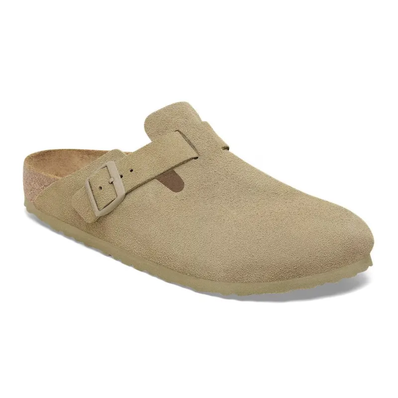 Birkenstock Unisex Boston Bs Suede Leather Faded Khaki made by Zulily