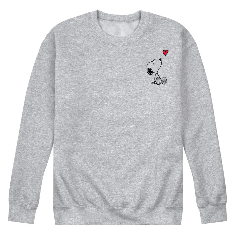 Peanuts - Valentine's Peanuts Snoopy Heart - Men's Crew Neck Fleece Pullover made by Peanuts