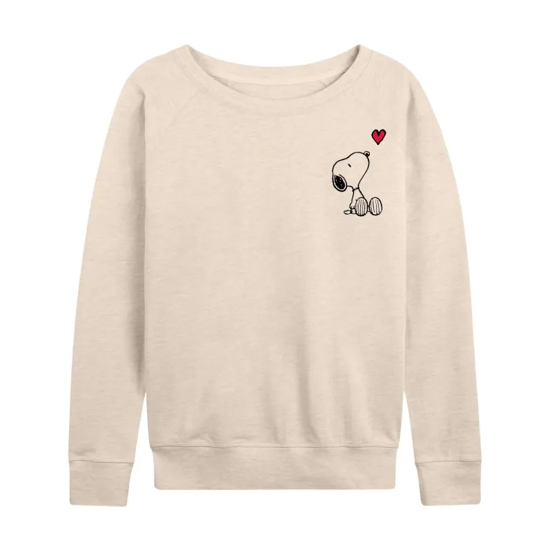 Peanuts - Valentine's Peanuts Snoopy Heart - Women's Lightweight French Terry Long Sleeve Shirt sold by Zulily