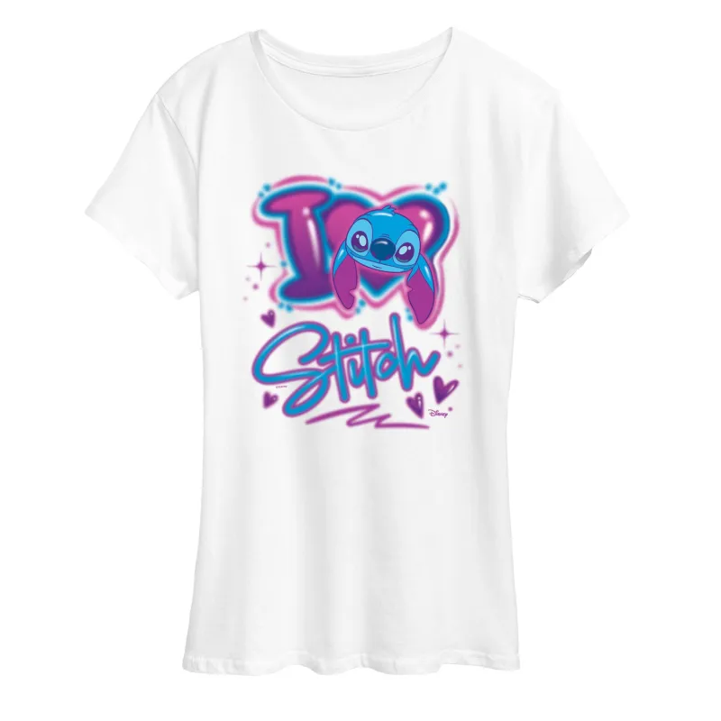 Disney - Lilo & Stitch - I Love Stitch - Women's Short Sleeve Graphic T-Shirt made by Zulily