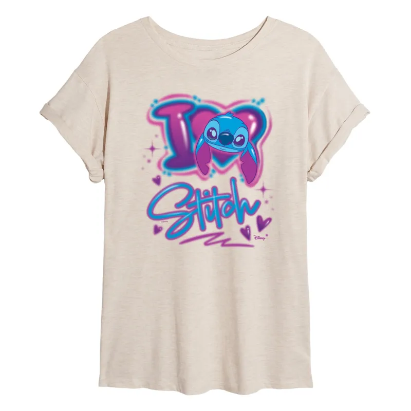 Disney - Lilo & Stitch - I Love Stitch - Women's Oversized Graphic T-Shirt made by Zulily