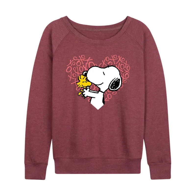 Peanuts - Snoopy Woodstock Xo Heart - Women's Lightweight French Terry Long Sleeve Shirt sold by Zulily