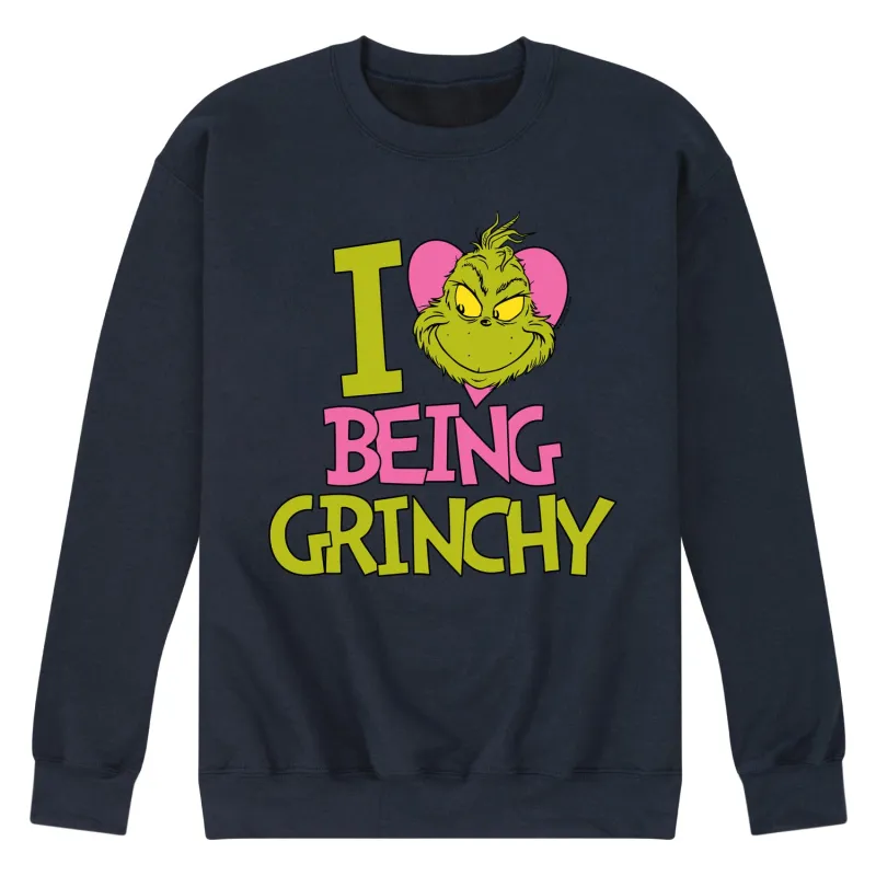 The Grinch - I Love Being Grinchy - Men's Crew Neck Fleece Pullover made by Zulily