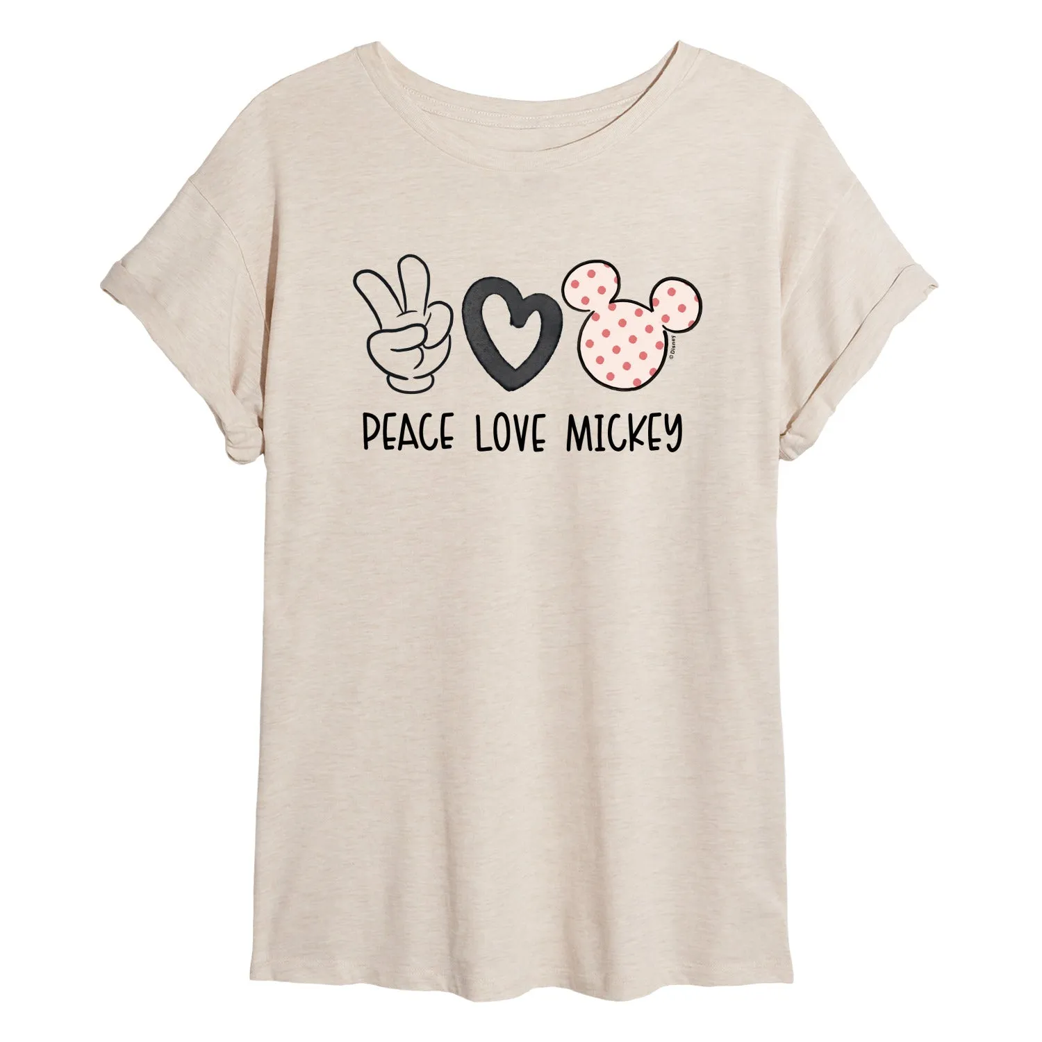 Disney - Peace Love Mickey - Juniors Oversized Graphic T-Shirt sold by Zulily