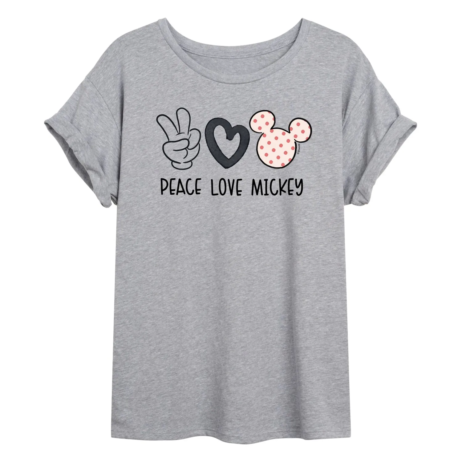 Disney - Peace Love Mickey - Juniors Oversized Graphic T-Shirt sold by Zulily product image thumbnail 2