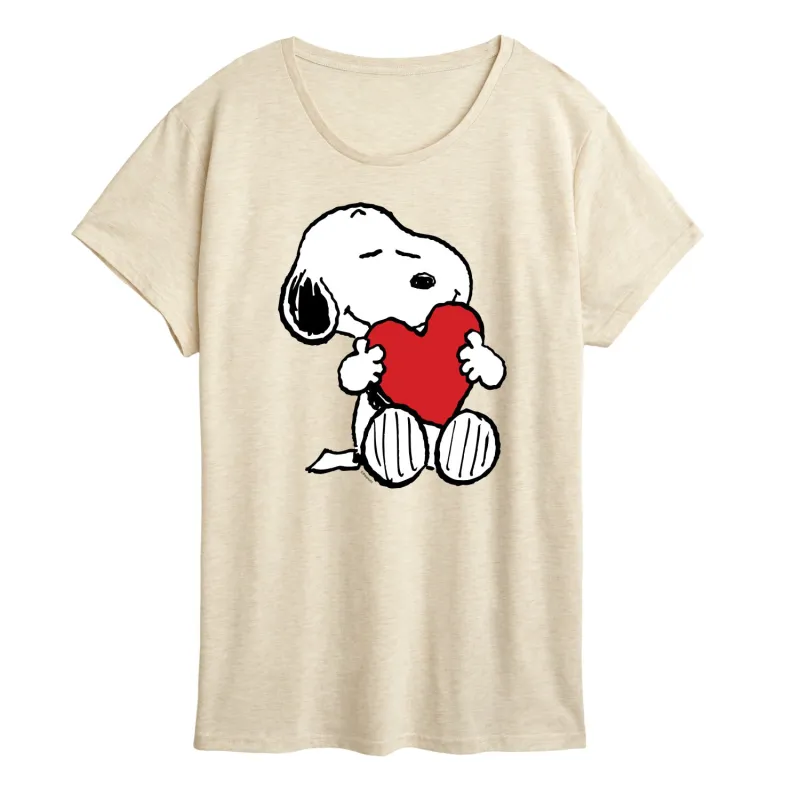 Peanuts - Valentine Snoopy Heart - Women's Short Sleeve Graphic T-Shirt sold by Zulily