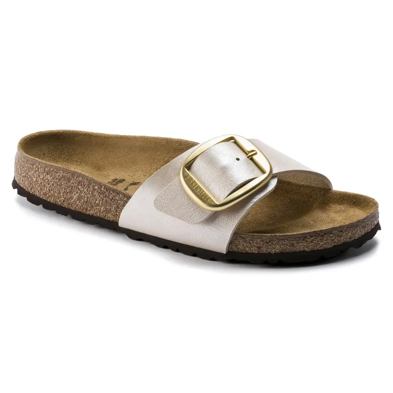 Birkenstock Unisex Madrid Big Buckle Birko-Flor Graceful Pearl White made by Birkenstock