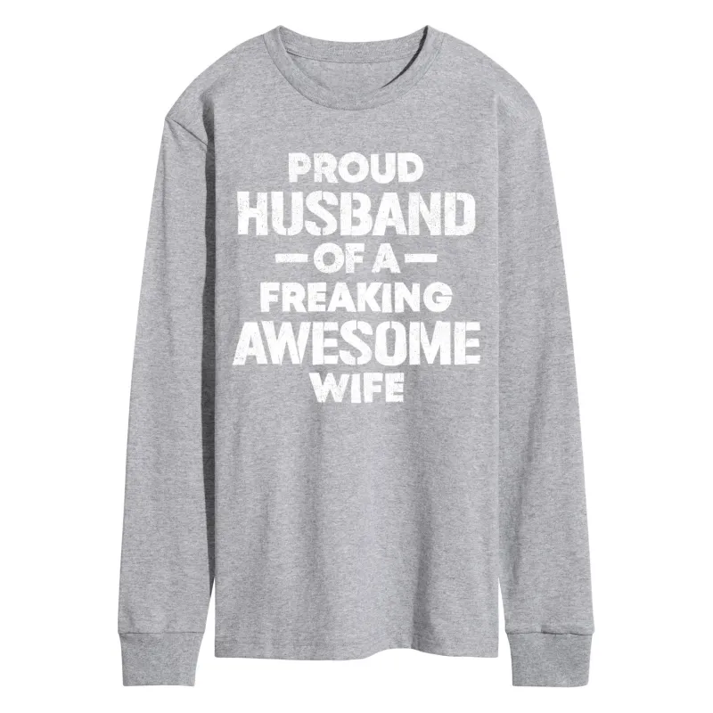 Instant Message - Proud Husband - Men's Long Sleeve Graphic T-Shirt sold by Zulily