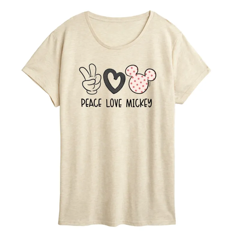 Disney - Peace Love Mickey - Women's Short Sleeve Graphic T-Shirt made by Disney