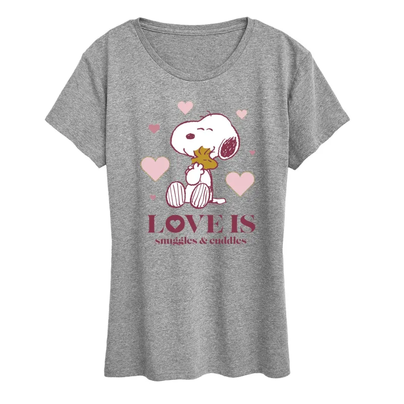 Peanuts - Love is Snuggles and Cuddles - Women's Short Sleeve Graphic T-Shirt made by Peanuts