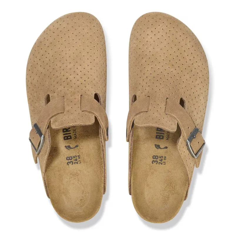 Birkenstock Unisex Boston Suede Embossed Dotted New Beige sold by Zulily