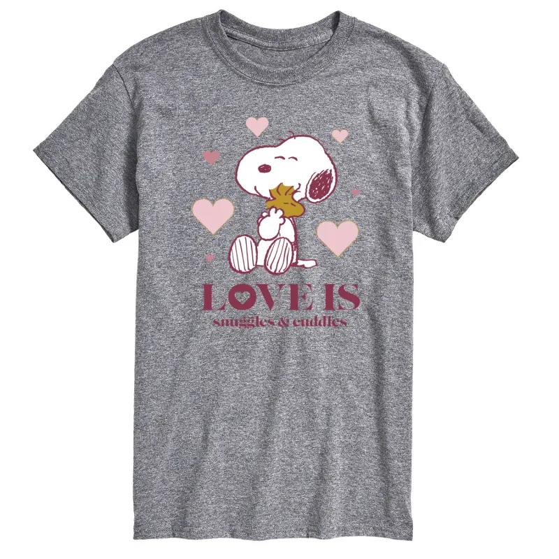 Peanuts - Love is Snuggles and Cuddles - Men's Short Sleeve Graphic T-Shirt made by Peanuts