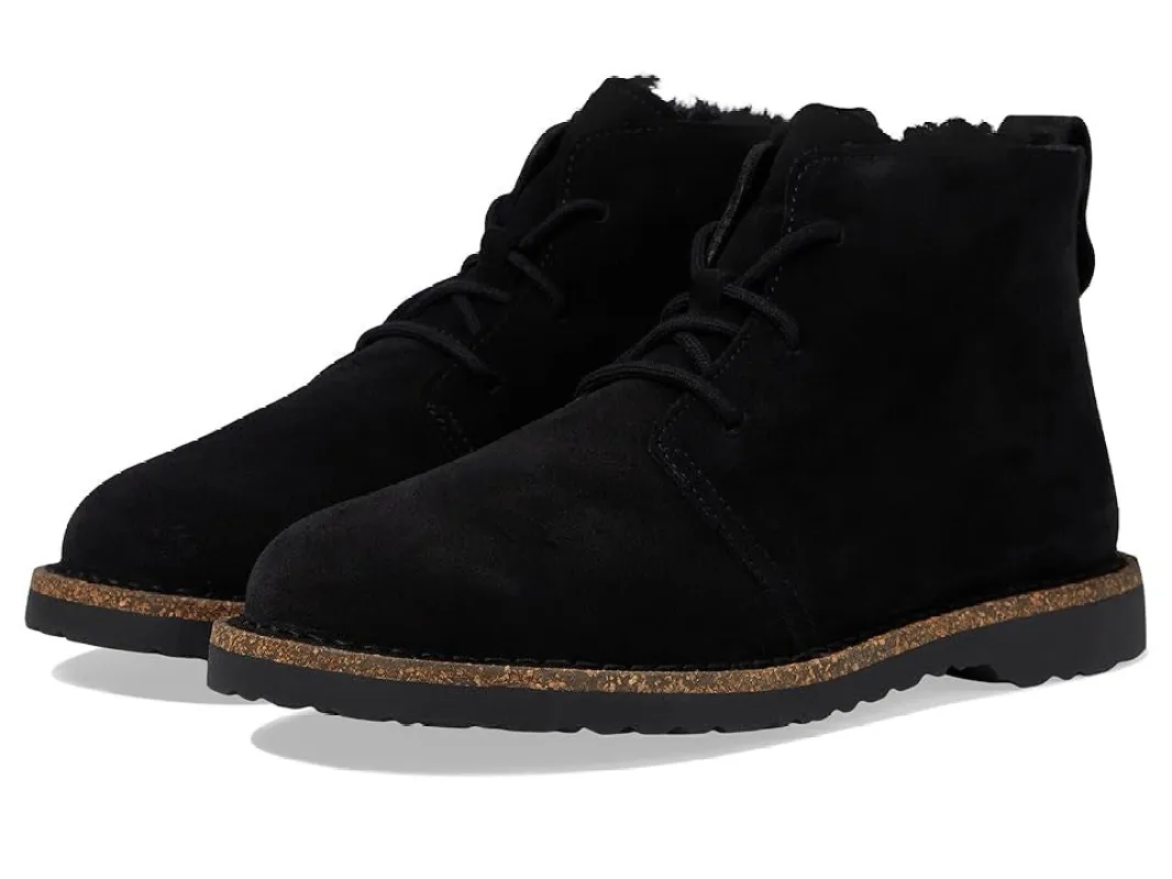 Birkenstock Unisex Uppsala Mid Shearling Suede Leather Black made by Birkenstock