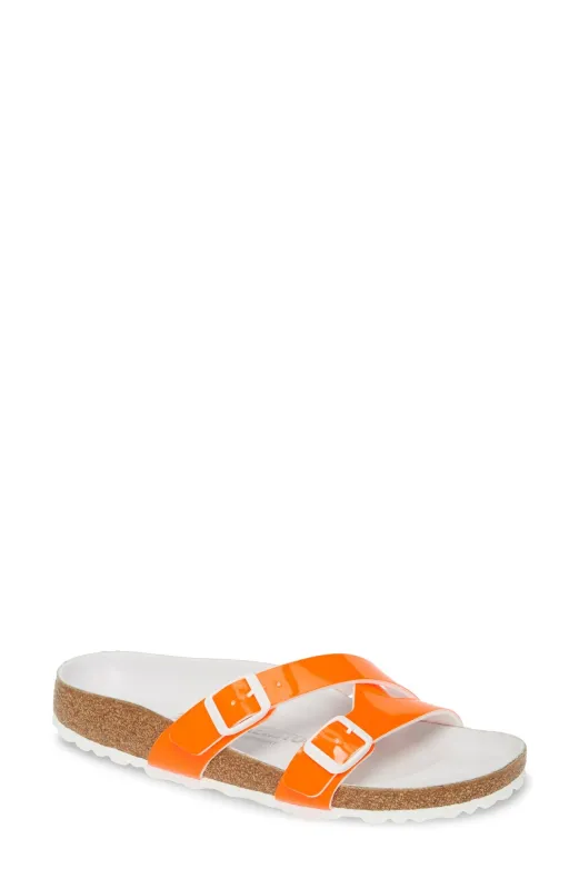 Birkenstock Unisex Yao Balance Birko Flor Patent Neon Orange sold by Zulily
