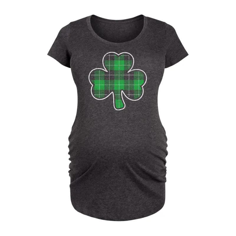 Instant Message - Plaid Shamrock - Women's Maternity Scoop Neck Graphic T-Shirt sold by Zulily