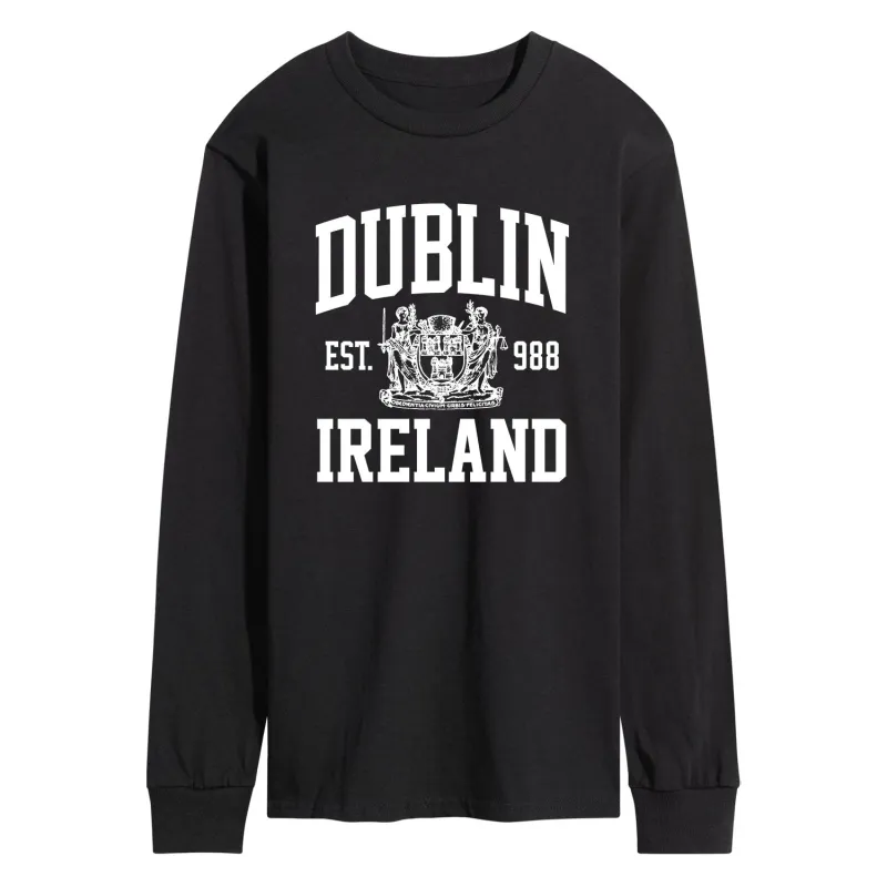 Instant Message - Dublin Collegiate White - Men's Long Sleeve Graphic T-Shirt made by Zulily